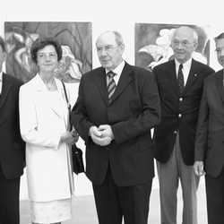 Verleihung des Rheinlandtalers, vlnr.: Bürgermeister Wolfgang Röger, Ehefrau Christel, Heinrich Hennekeuser, Horst Pankatz, Landrat Frithjof Kühn