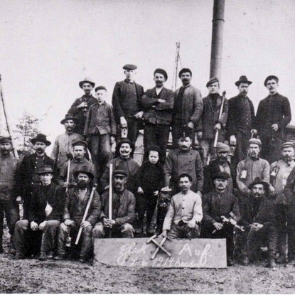 Bergmänner im Jahre 1914 auf der Grube „Anacker“.