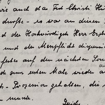 Auszug aus der "Chronik der Pfarre Lohmar" vom 1.1.1942 - 8.5.1960 handschriftlich verfasst von Pfarrer Wilhelm Offergeld
