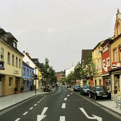Hauptstraße 2009. Links "Haus Kümmler" gegenüber "Haus Zimmermann".